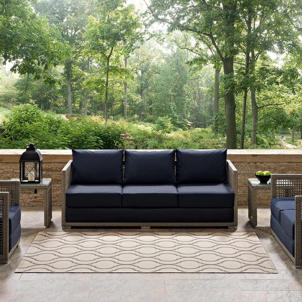 Linza Wave Abstract Trellis Indoor and Outdoor 8x10 Area Rug by Modway