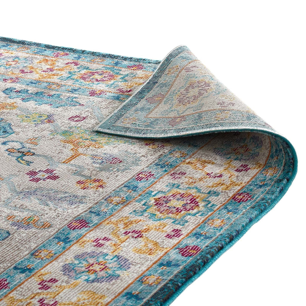 Success Anisah Distressed Floral Vintage Medallion 8x10 Area Rug by Modway