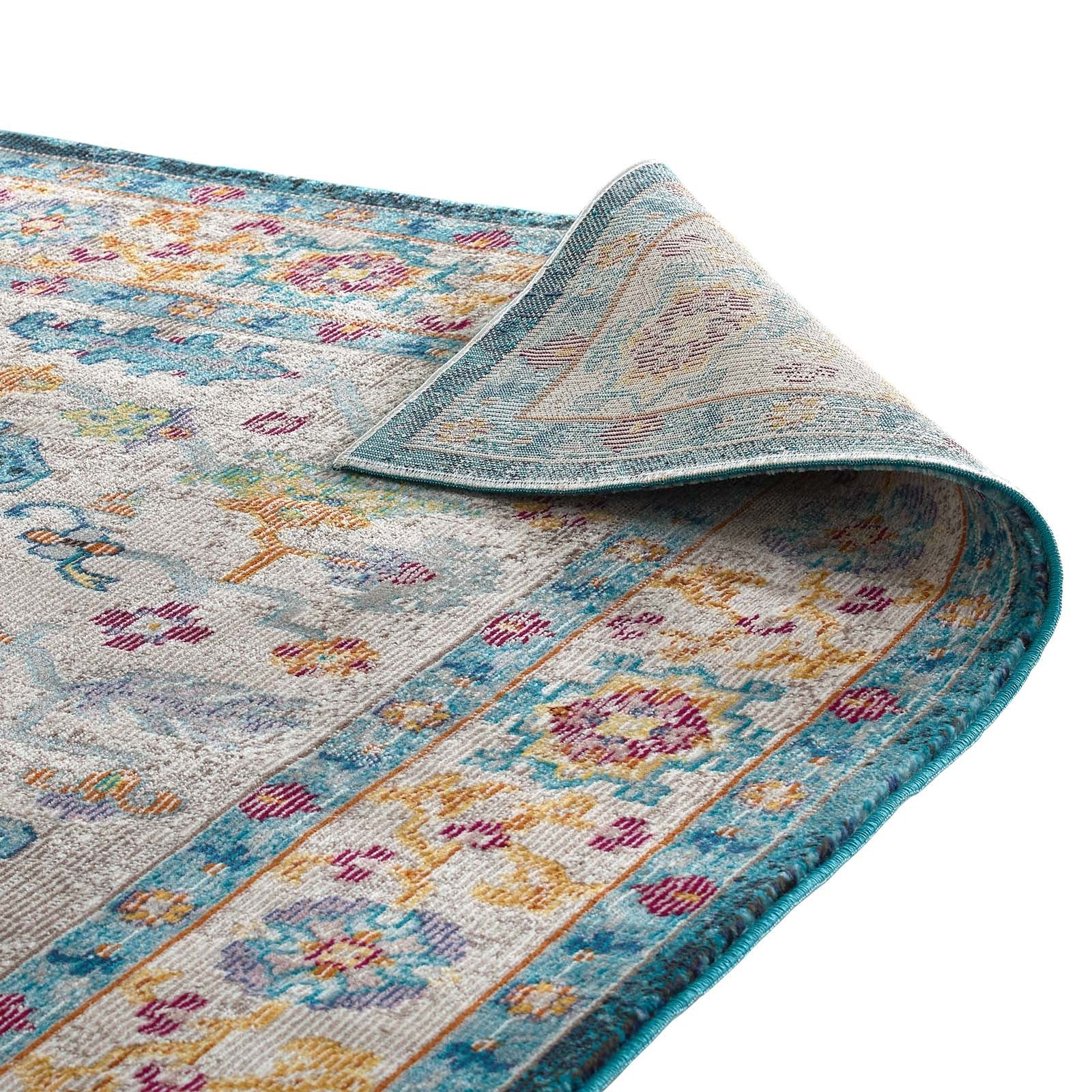 Success Anisah Distressed Floral Vintage Medallion 8x10 Area Rug by Modway