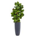 44"  Magnolia Leaf Artificial Plant in Gray Planter