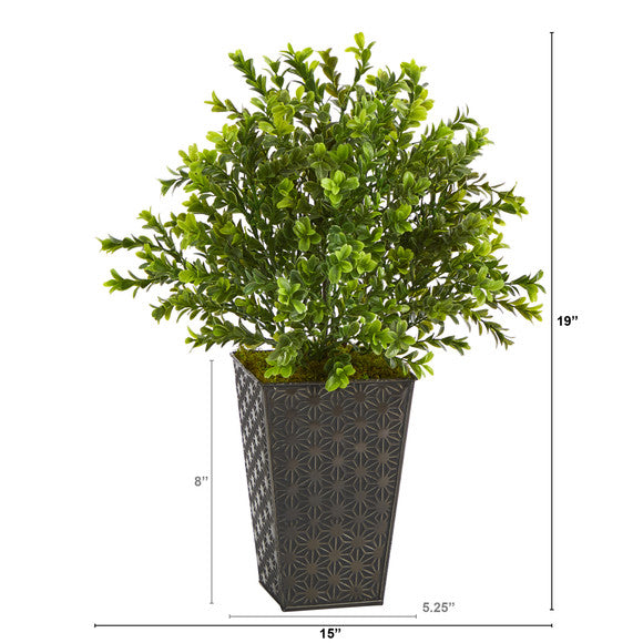 19" Sweet Grass Artificial Plant in Embossed Black Planter