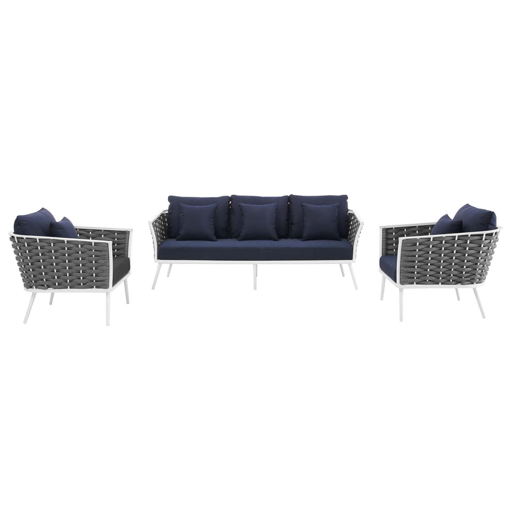 Stance 3 Piece Outdoor Patio Aluminum Sectional Sofa Set by Modway