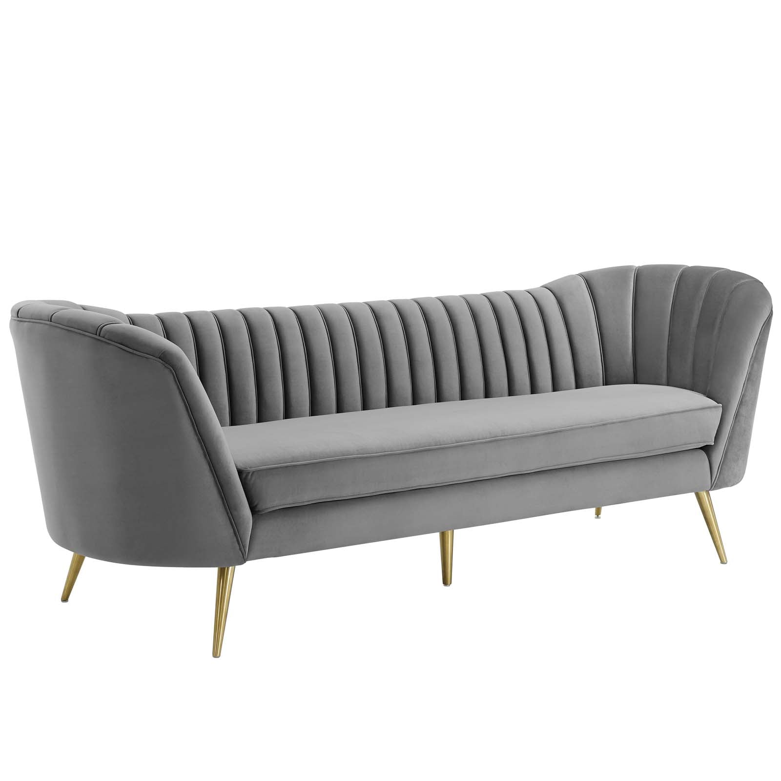 Opportunity Vertical Channel Tufted Curved Performance Velvet Sofa by Modway