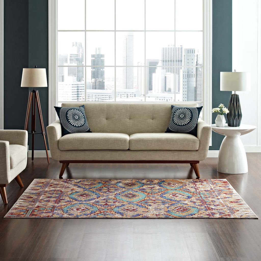 Centehua Distressed Southwestern Aztec 8x10 Area Rug by Modway