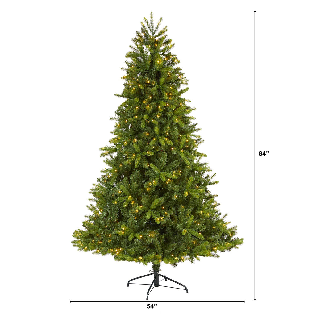 7' New Haven Spruce 'Natural Look' Artificial Christmas Tree with 500 LED Lights