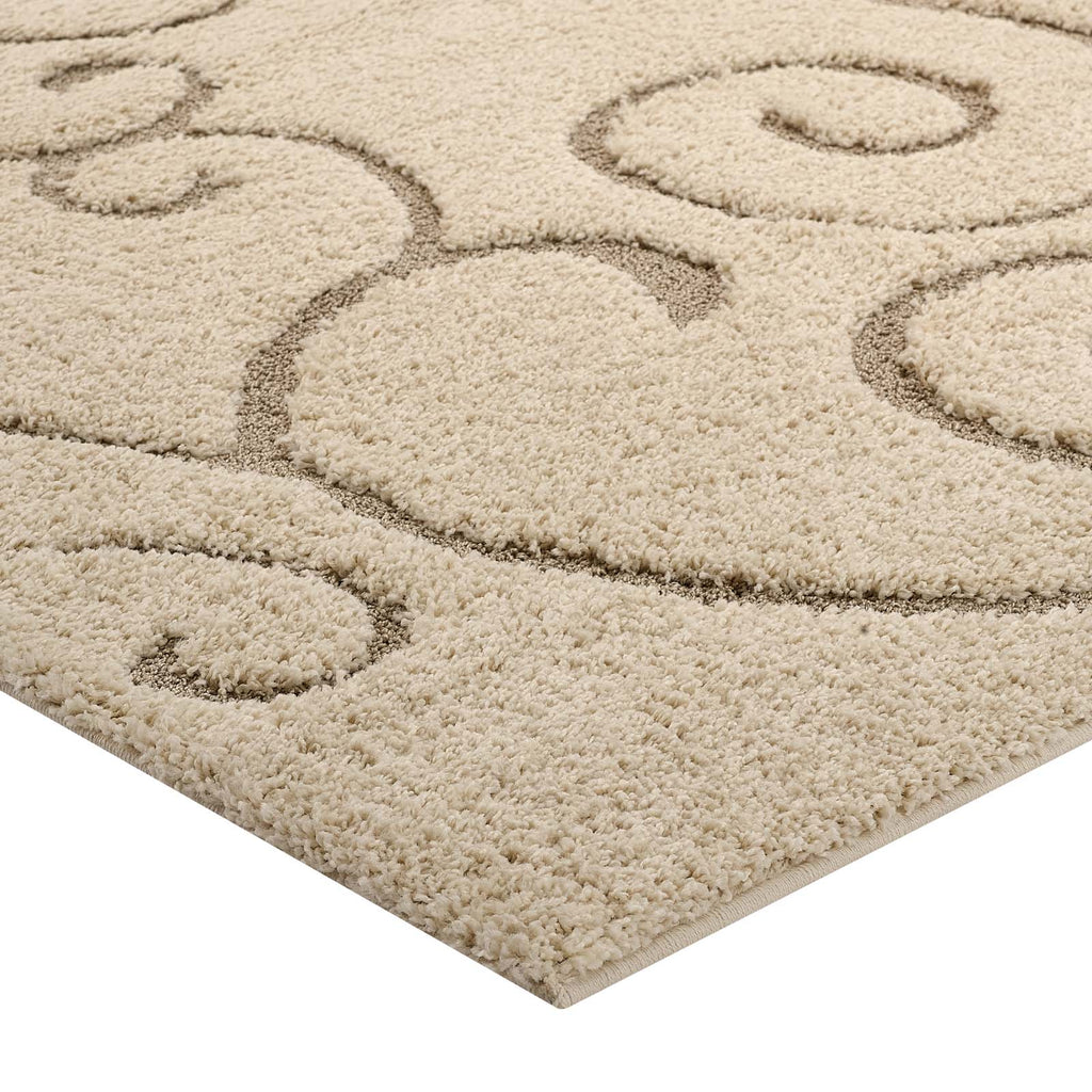 Jubilant Burgeon Scrolling Vine Shag 5x8 Area Rug by Modway