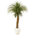 5' Pony Tail Palm Artificial Plant in White Planter