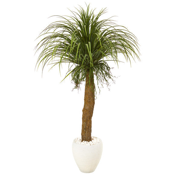 5' Pony Tail Palm Artificial Plant in White Planter