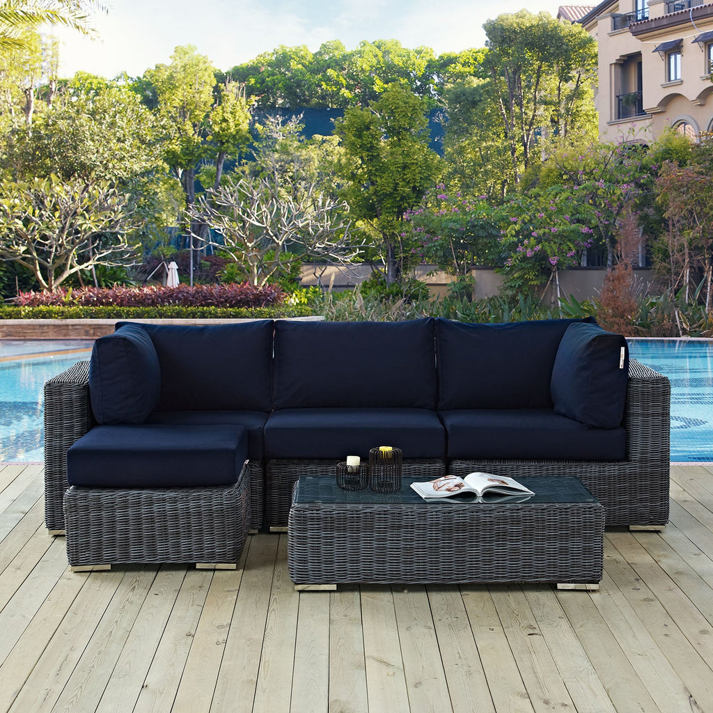 Summon 5 Piece Outdoor Patio Sunbrella¨ Sectional Set by Modway