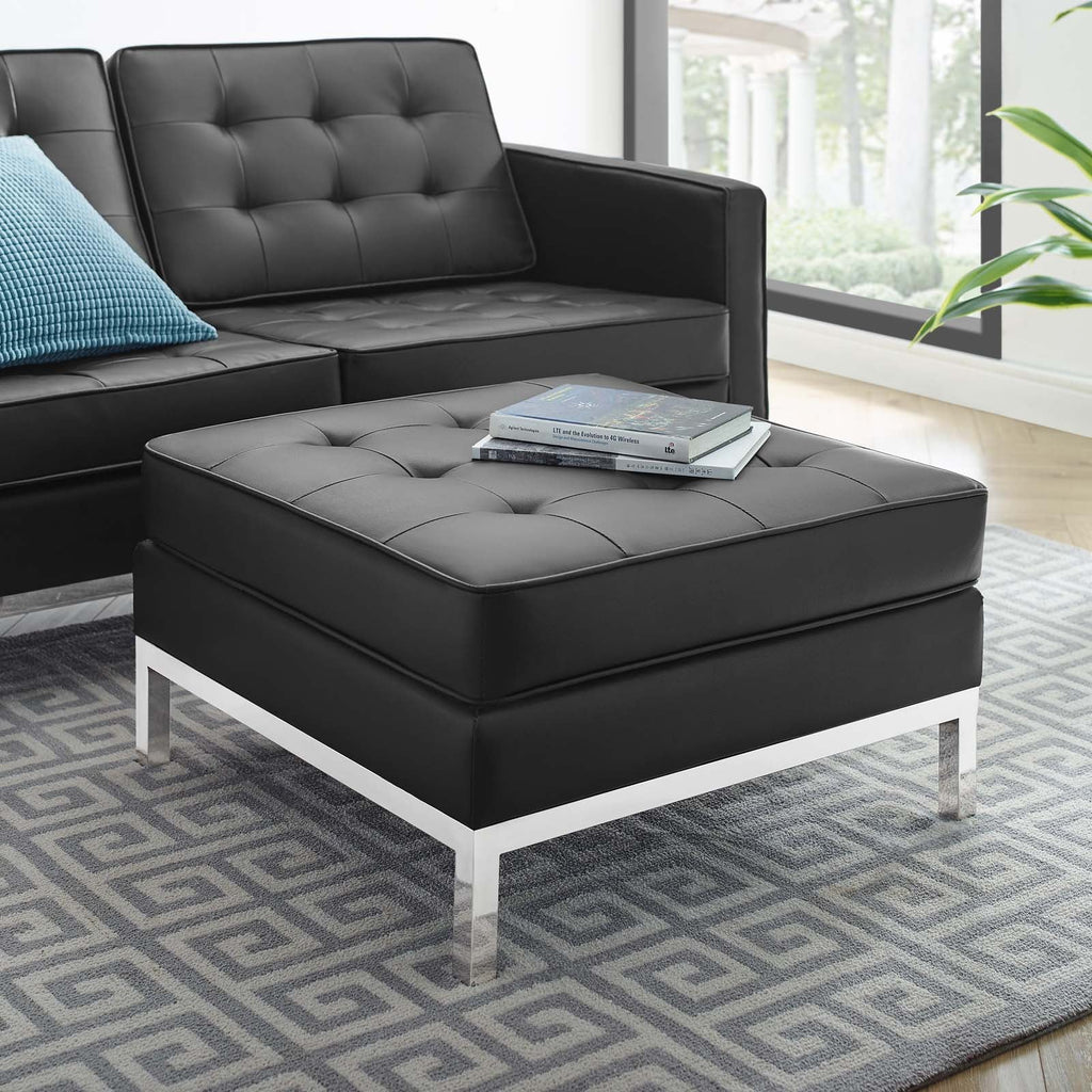 Loft Tufted Vegan Leather Ottoman by Modway