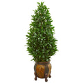 56"  Bay Leaf Cone Topiary Artificial Tree in Decorative Planter