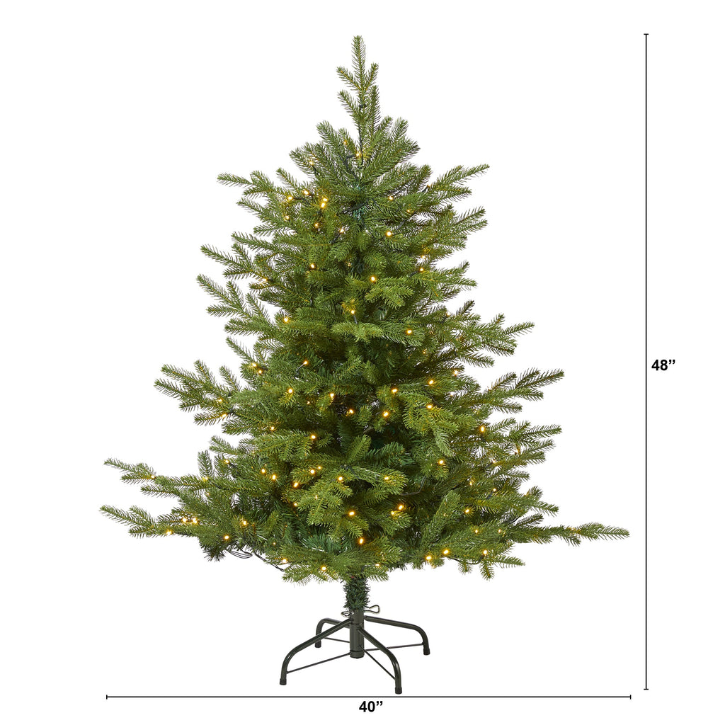 4' Swedish Fir Artificial Christmas Tree w/ 160 Warm White LED Lights & 403 Bend