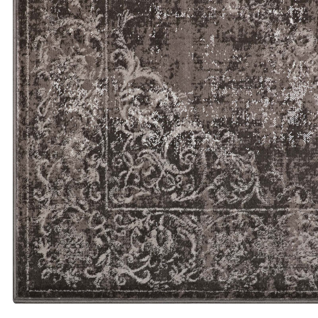 Gamela Rustic Vintage Ornate Floral Medallion 5x8 Area Rug by Modway