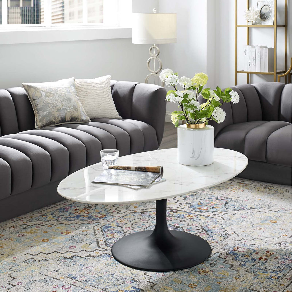 Lippa 48" Oval Faux Marble Coffee Table by Modway