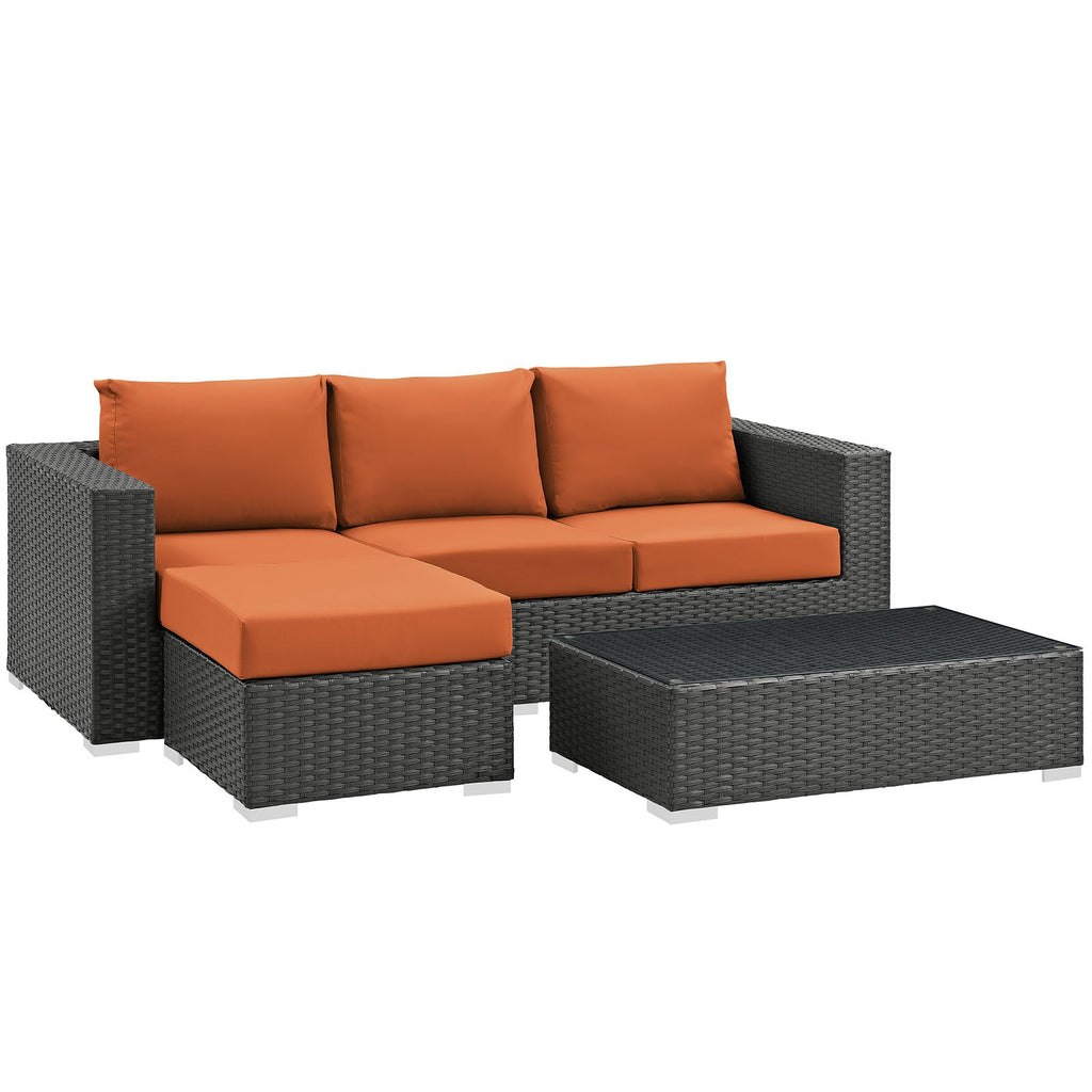 Sojourn 3 Piece Outdoor Patio Sunbrella¨ Sectional Set by Modway