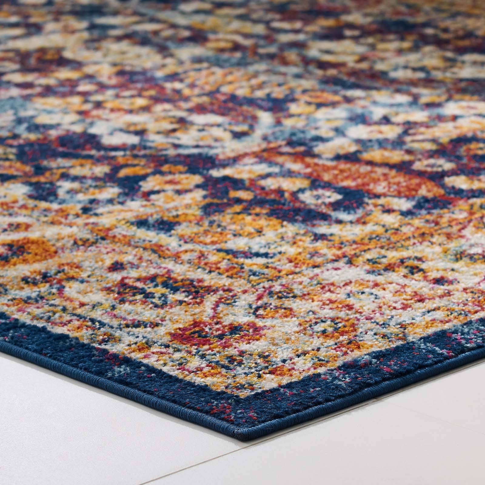 Entourage Jessa Distressed Vintage Floral Lattice 5x8 Area Rug by Modway