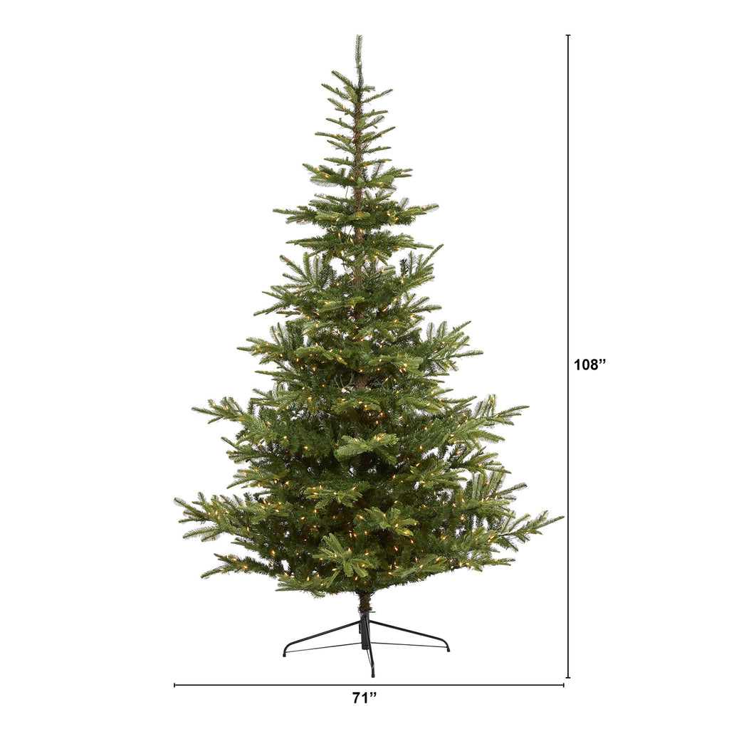 9' Layered Washington Spruce Artificial Christmas Tree w 750 Clear LED Lights