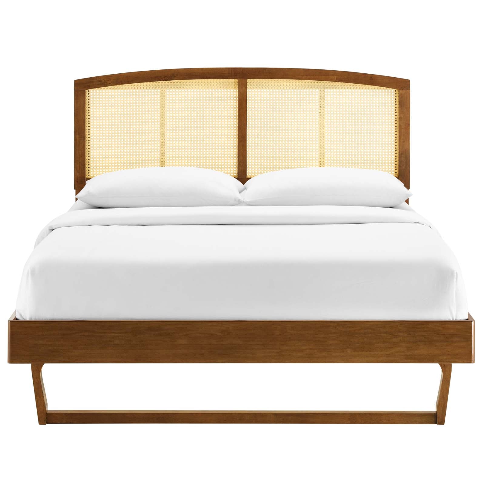 Sierra Cane and Wood King Platform Bed With Angular Legs by Modway