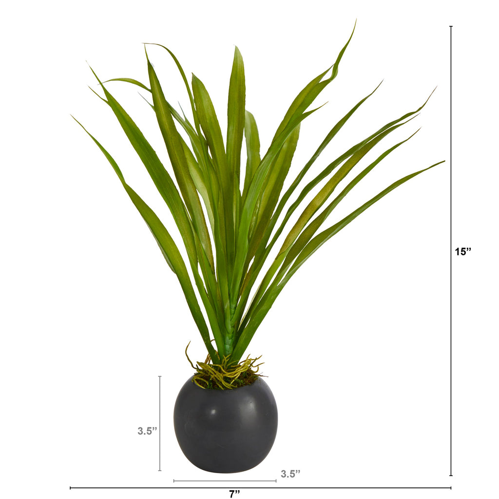 15" Grass Artificial Plant in Decorative Planter