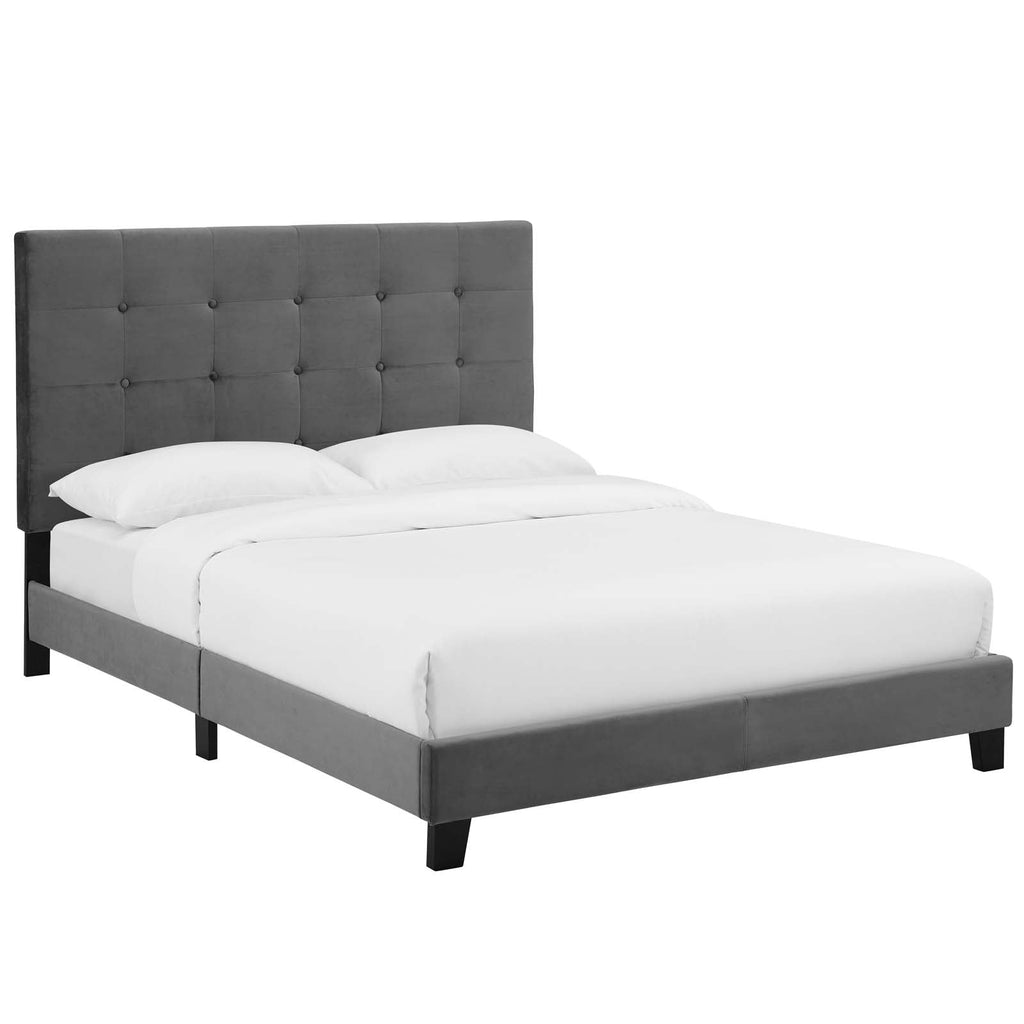 Melanie Tufted Button Upholstered Performance Velvet Twin Platform Bed by Modway