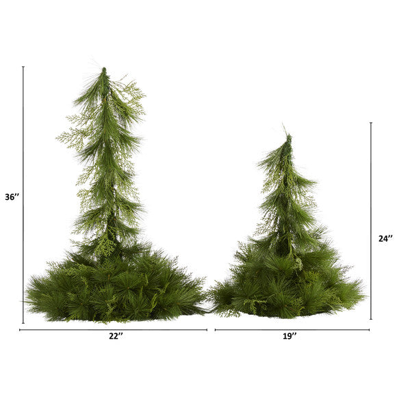 24" and 36" Table Top/Hanging Artificial Christmas Decor (Set of 2)