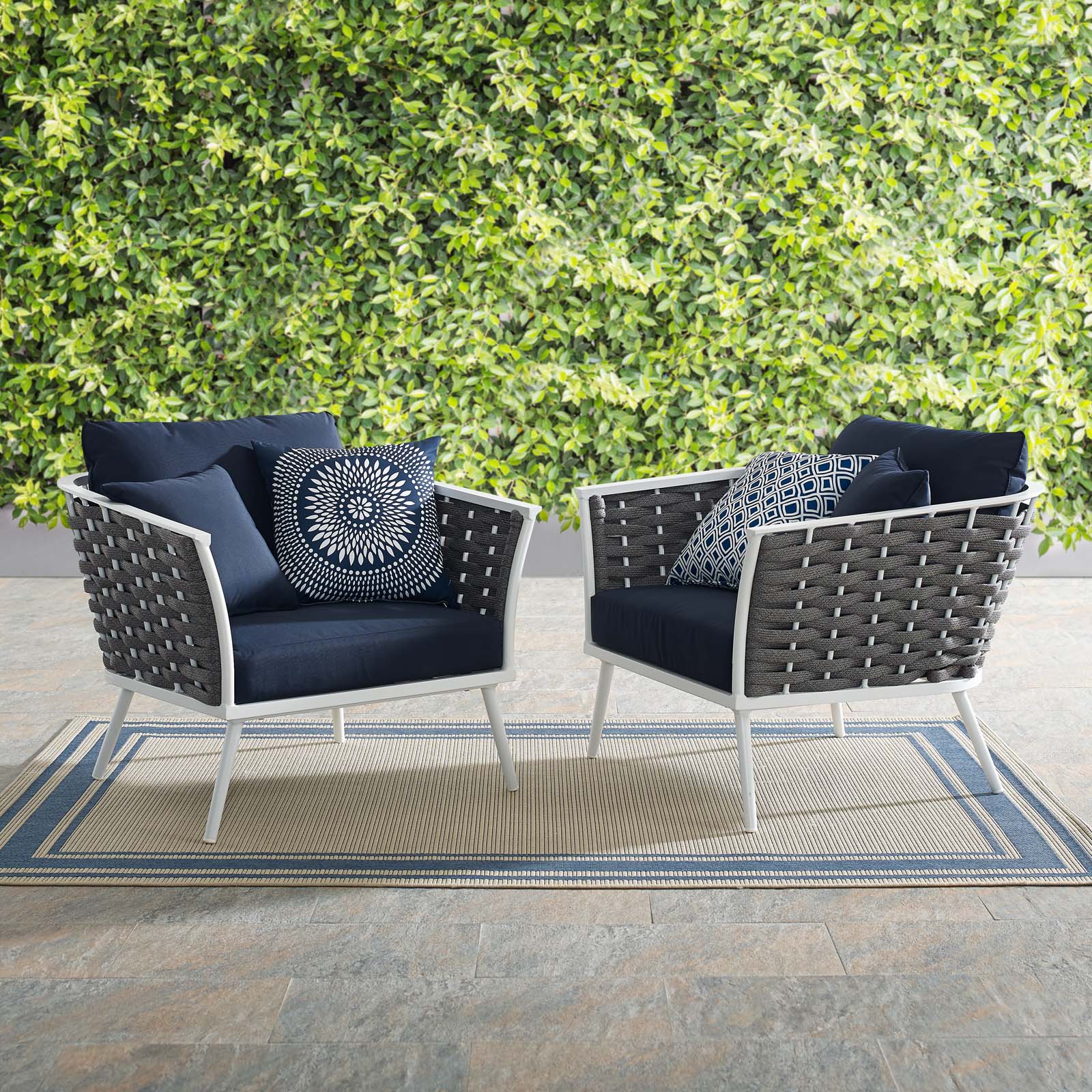 Stance Outdoor Patio Aluminum Armchair Set of 2 by Modway