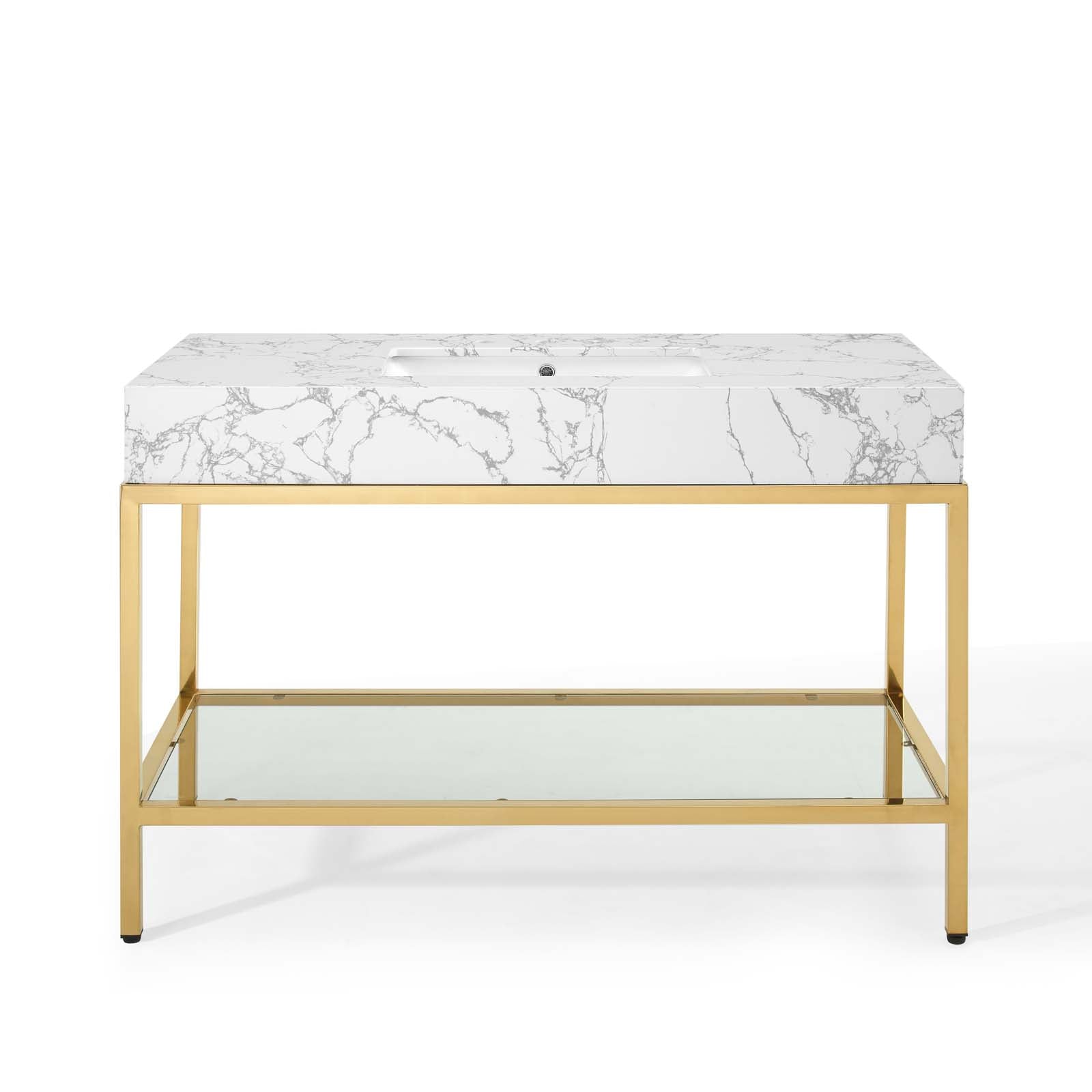 Kingsley 50" Gold Stainless Steel Bathroom Vanity by Modway