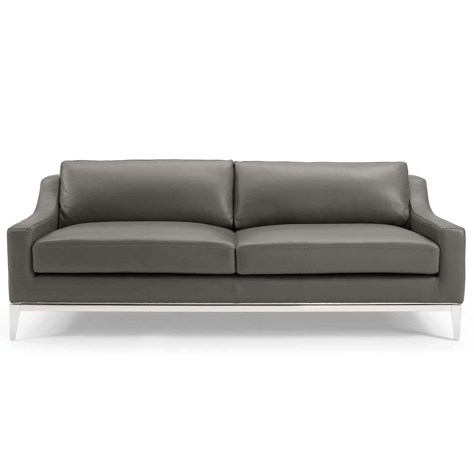 Harness 83.5" Stainless Steel Base Leather Sofa by Modway