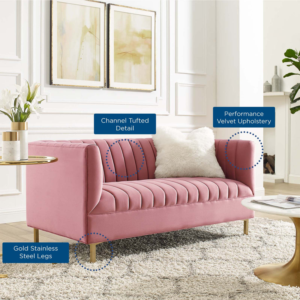 Shift Channel Tufted Performance Velvet Loveseat by Modway