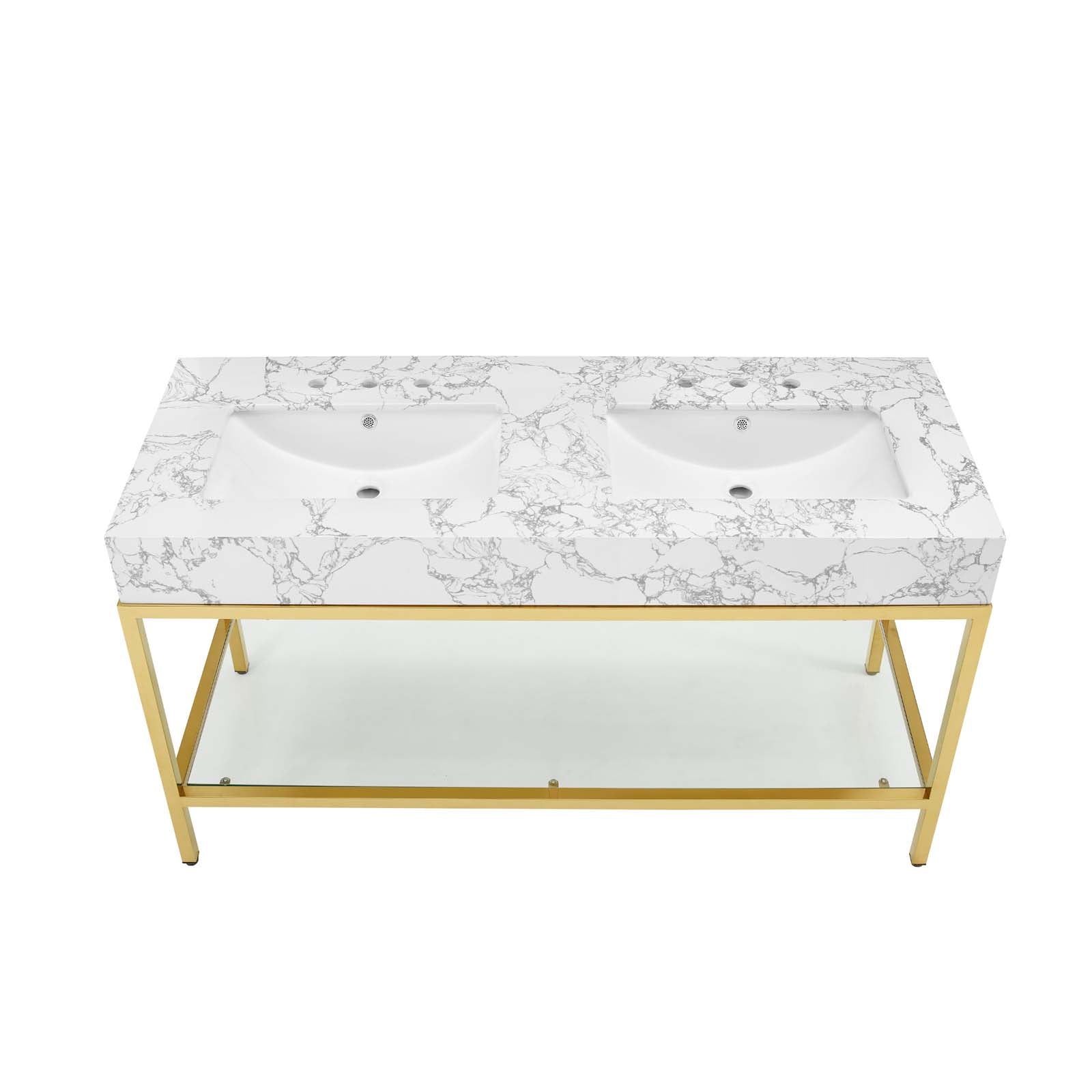 Kingsley 60" Gold Stainless Steel Bathroom Vanity by Modway
