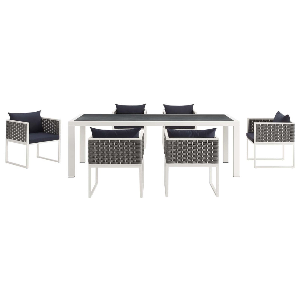 Stance 7 Piece Outdoor Patio Aluminum Dining Set by Modway