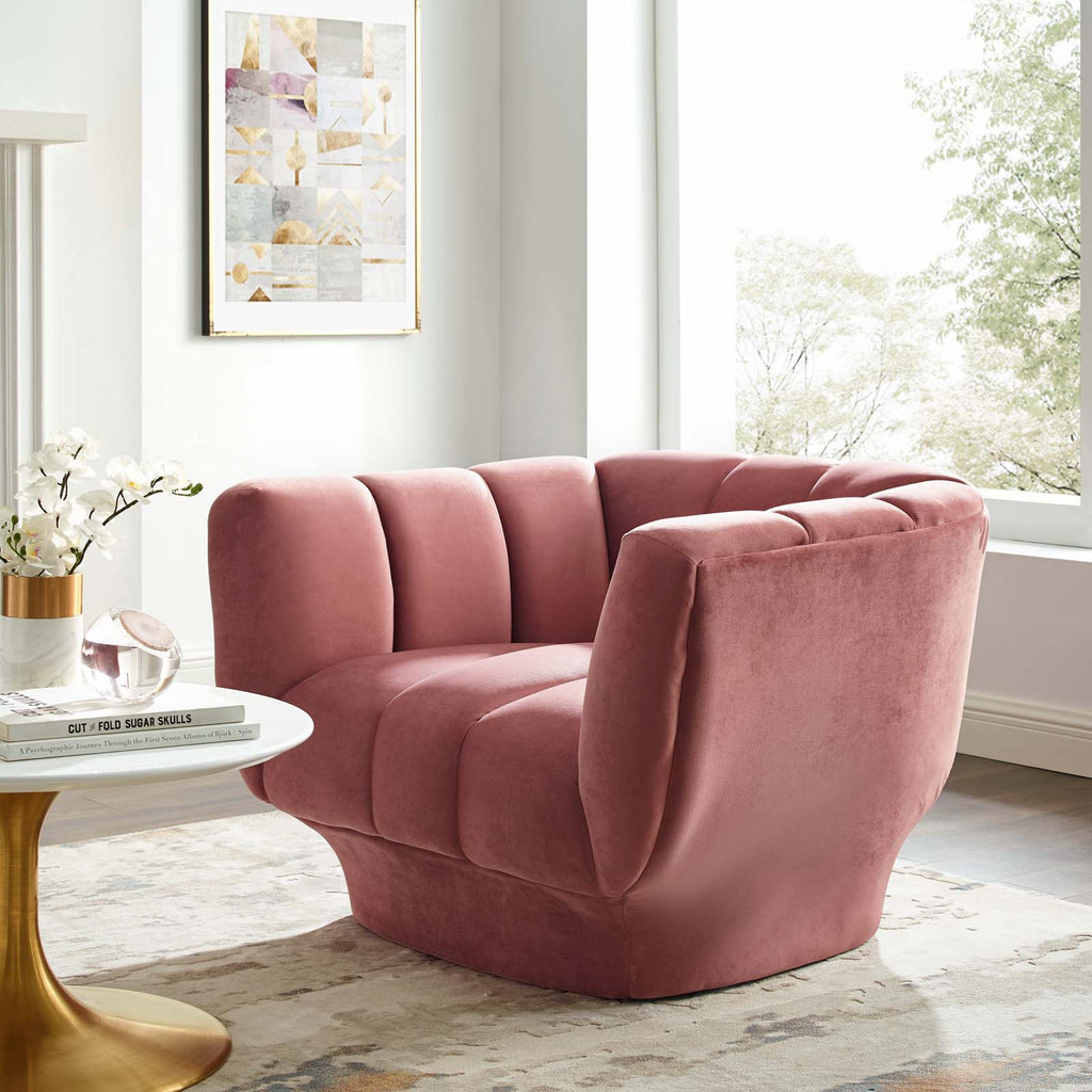 Entertain Vertical Channel Tufted Performance Velvet Armchair by Modway