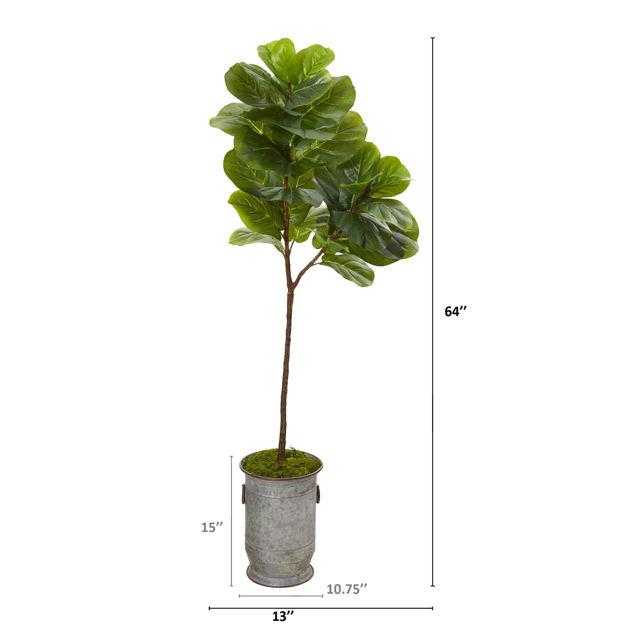 64" Fiddle Leaf Artificial Tree in Vintage Metal Planter