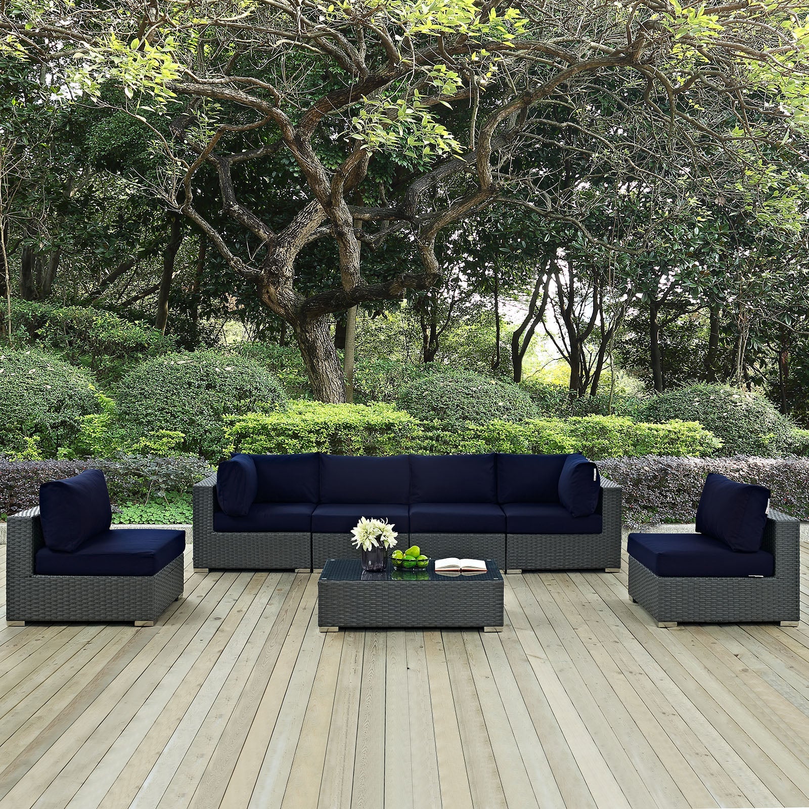 Sojourn 7 Piece Outdoor Patio Sunbrella¨ Sectional Set by Modway