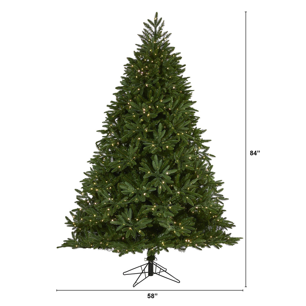 7' Oregon Spruce Artificial Christmas Tree w/ 850 Warm White Microdot LED Lights
