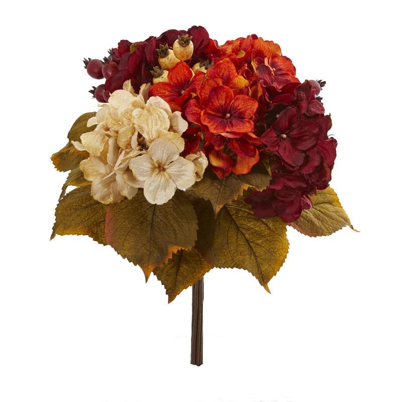 16"  Autumn Hydrangea Berry Bouquet Artificial Flower (Set of 2)