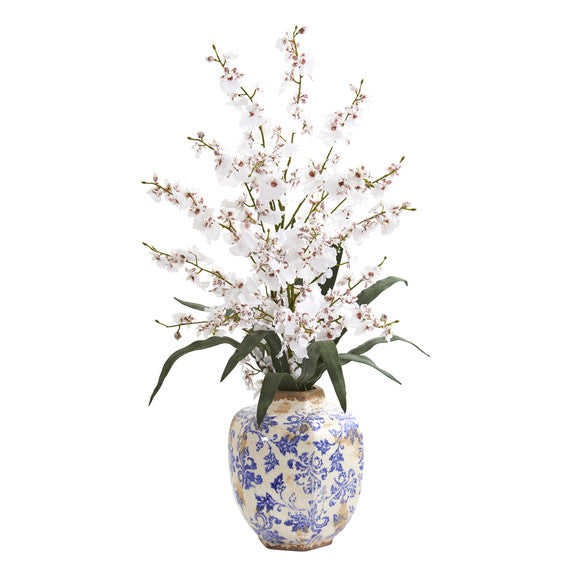 28" Dancing Lady Orchid Artificial Arrangement in Decorative Vase