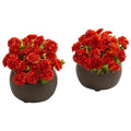 Japanese Artificial Arrangement in Brown Planter (Set of 2)