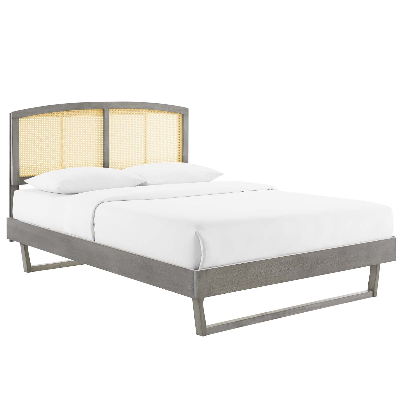 Sierra Cane and Wood Queen Platform Bed With Angular Legs by Modway