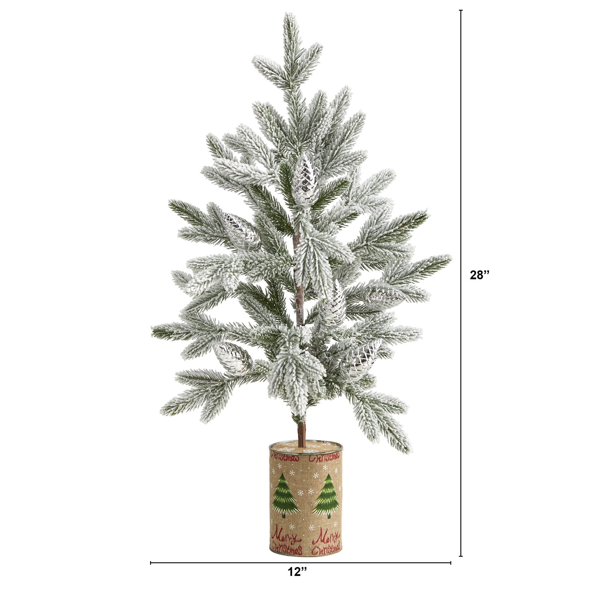 28" Flocked Christmas Artificial Tree in Decorative Planter