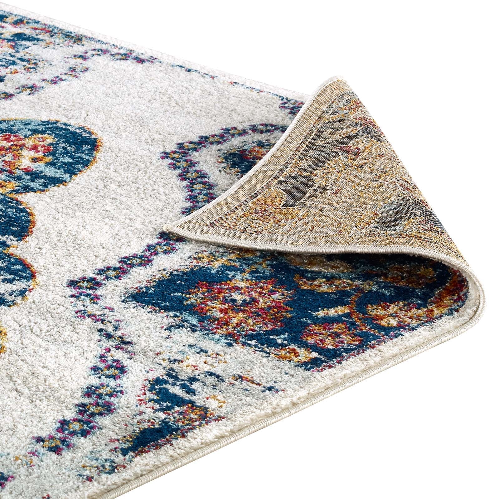 Entourage Malia Distressed Vintage Floral Vintage Medallion 8x10 Area Rug by Modway