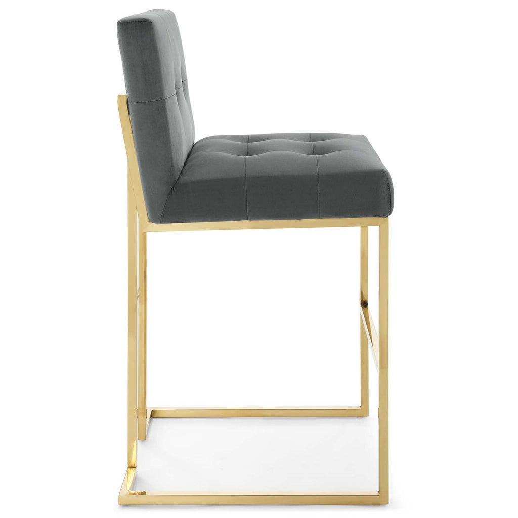 Privy Gold Stainless Steel Performance Velvet Bar Stool by Modway