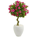 39' Azalea Artificial Topiary Tree in White Planter