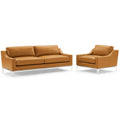 Harness Stainless Steel Base Leather Sofa & Armchair Set by Modway