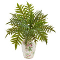 25"  Hares Foot Fern Artificial Plant in Decorative Vase (Real Touch)
