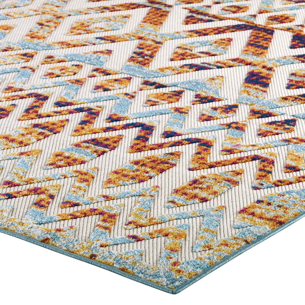 Reflect Tamako Diamond and Chevron Moroccan Trellis 5x8 Indoor / Outdoor Area Rug by Modway