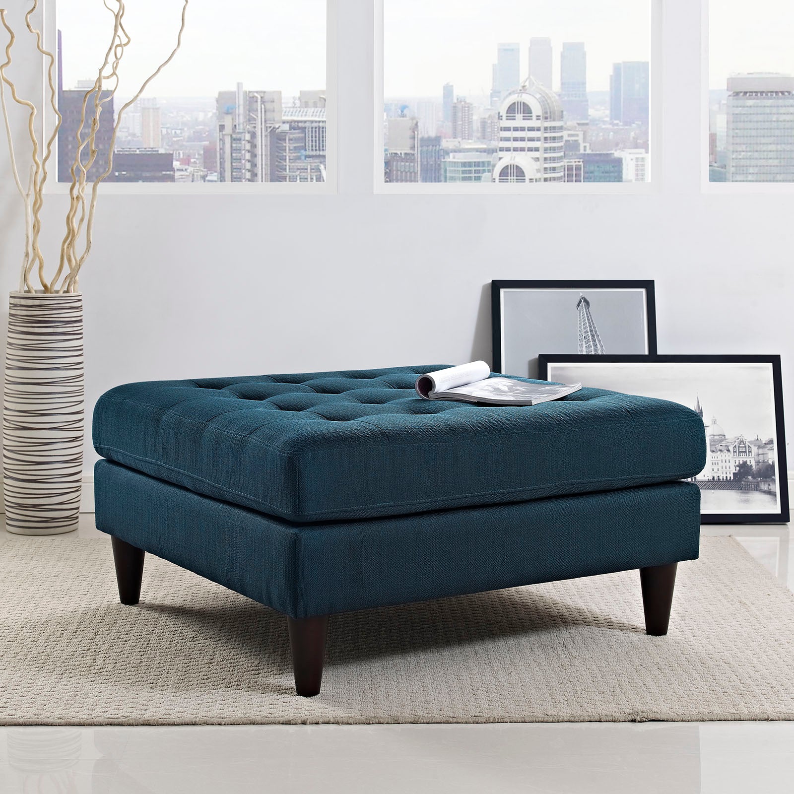 Empress Upholstered Fabric Large Ottoman by Modway