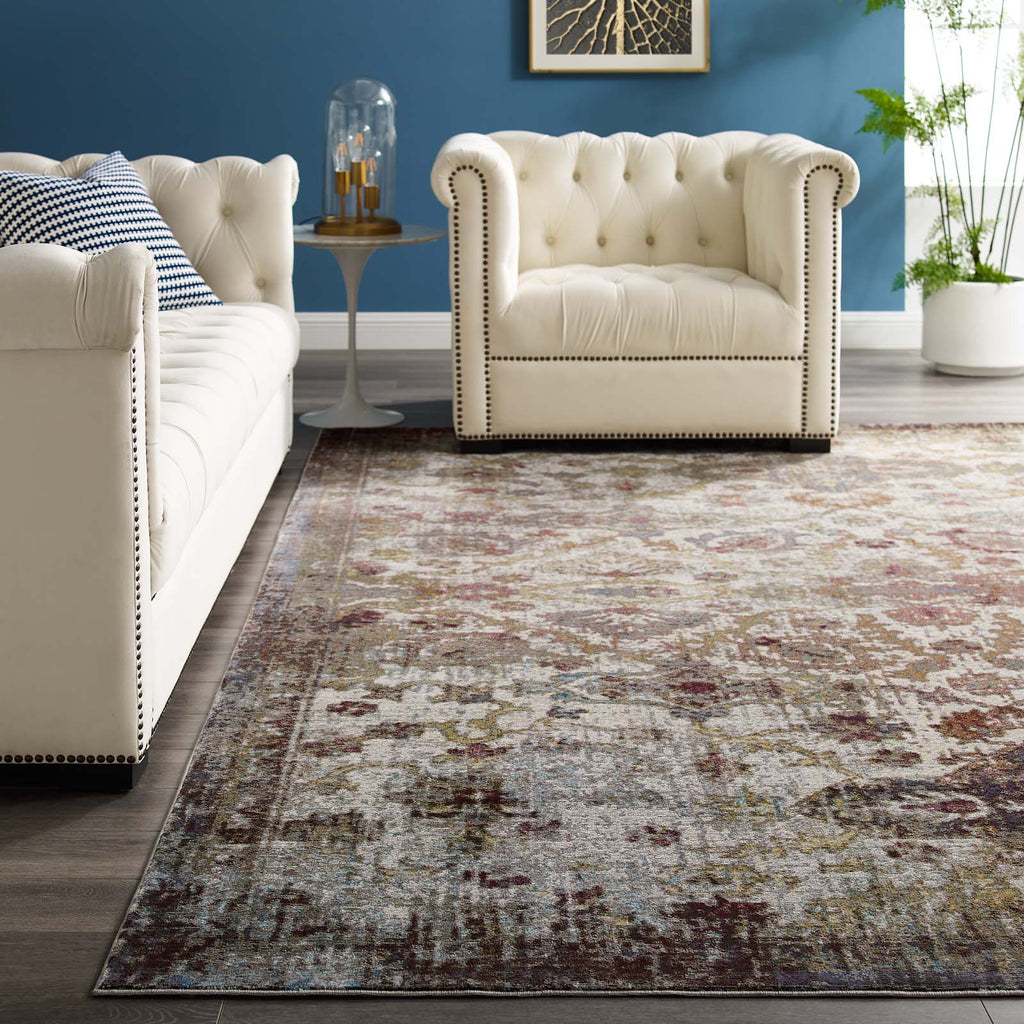 Success Kaede Distressed Vintage Floral Moroccan Trellis 8x10 Area Rug by Modway
