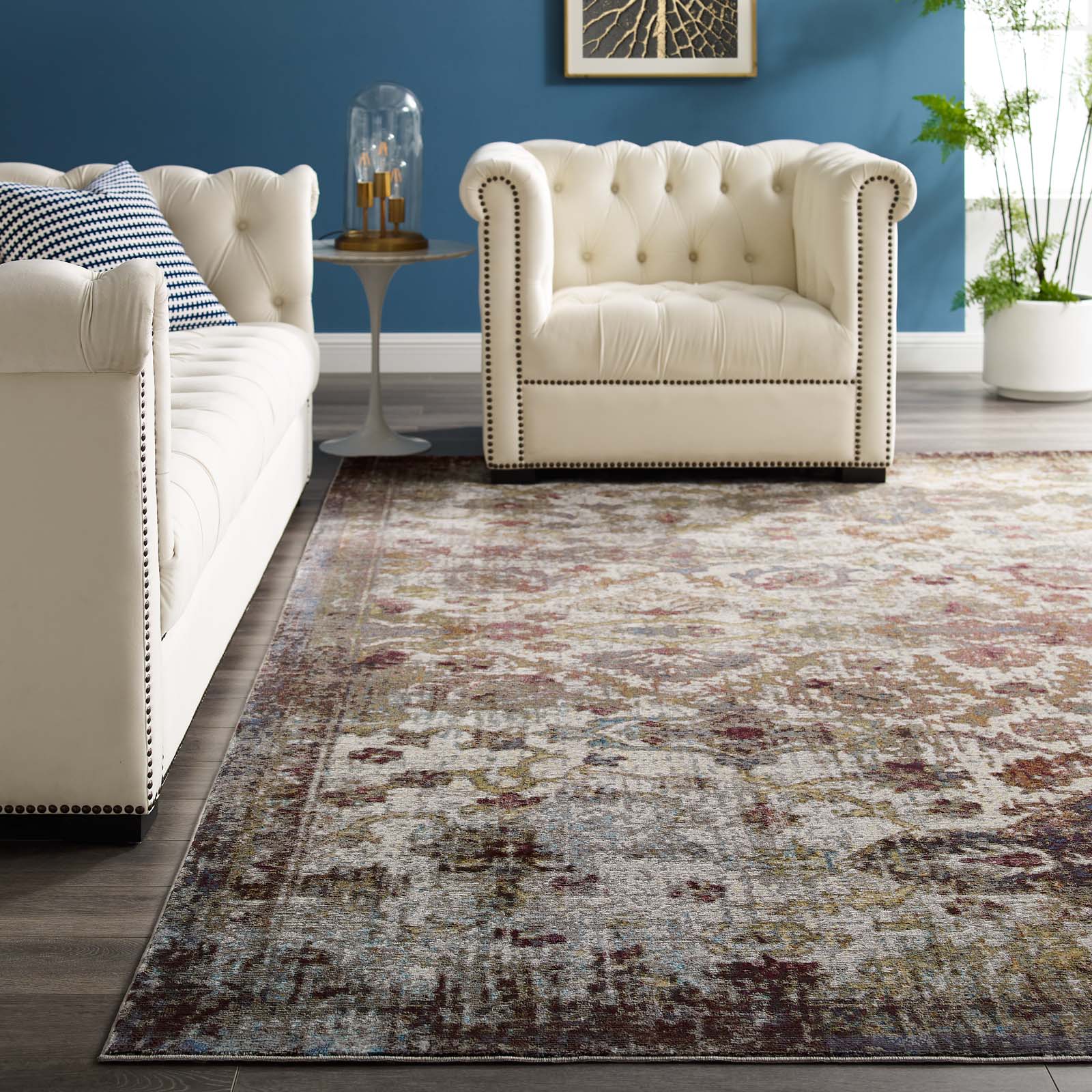Success Kaede Distressed Vintage Floral Moroccan Trellis 8x10 Area Rug by Modway
