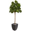 71"  Fiddle Leaf Fig Artificial Tree in Black Planter